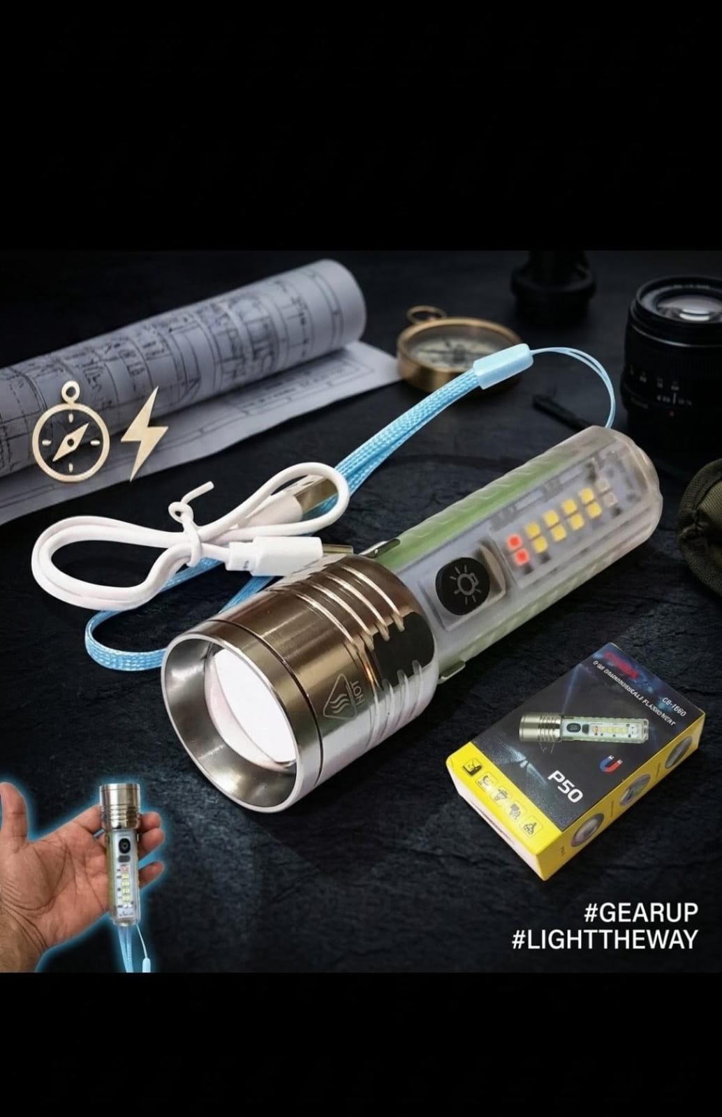 Lot Imported USB Rechargeable Flashlight
